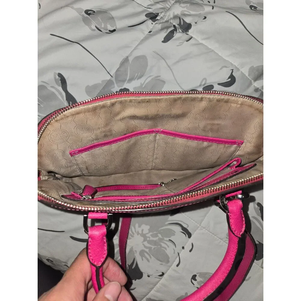Michael Kors Pink Saffiano Leather Satchel Shoulder Bag Crossbody Purse